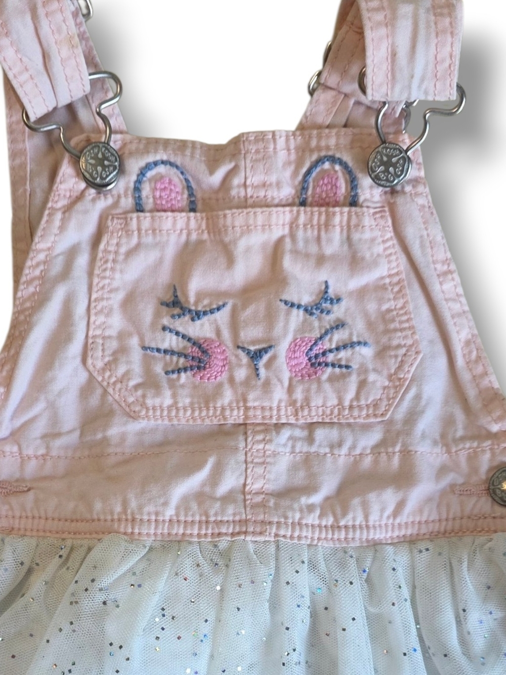 OshKosh Baby B'gosh Girl Bunny Tail Tutu Overall Dress Set - 18M